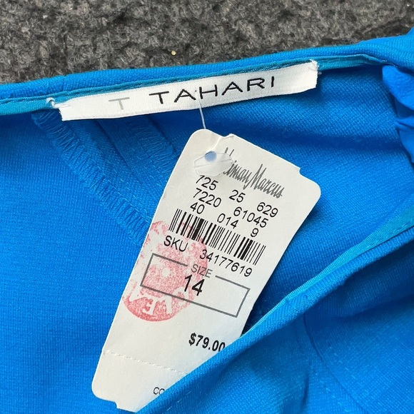TAHARI Neiman Marcus Cobalt Blue Sleeveless Career Dress Size 14 NWT - Picture 4 of 6